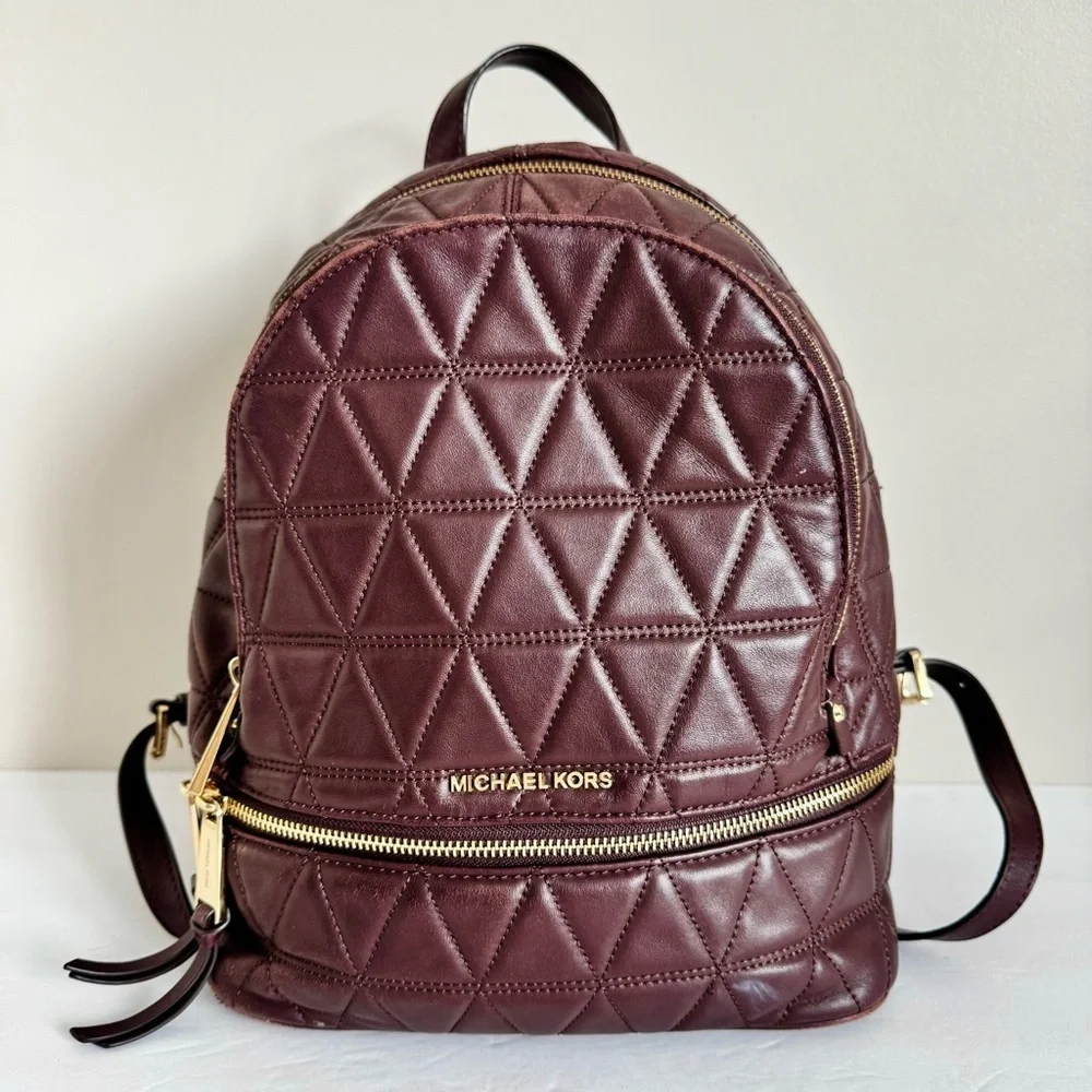Michael Kors Rhea Medium Quilted Leather Backpack In Barolo